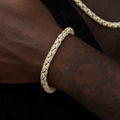 GLD Men Diamond Pave Snake Link Bracelet in Yellow Gold-6mm