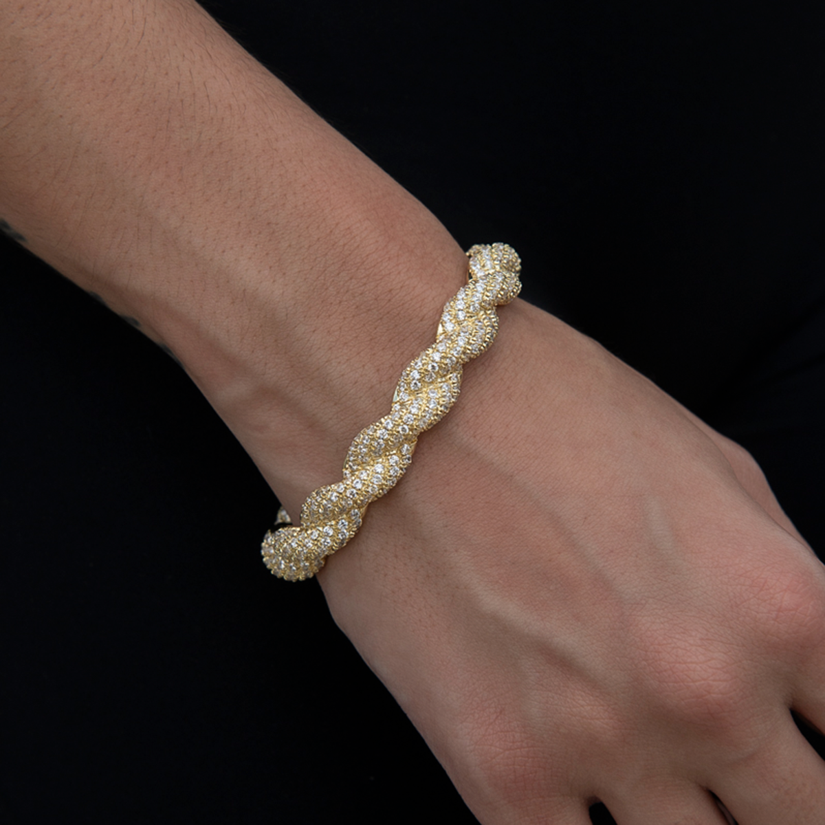 GLD PROMO - WOMEN Diamond Rope Cuff Bracelet in Yellow Gold- 10mm