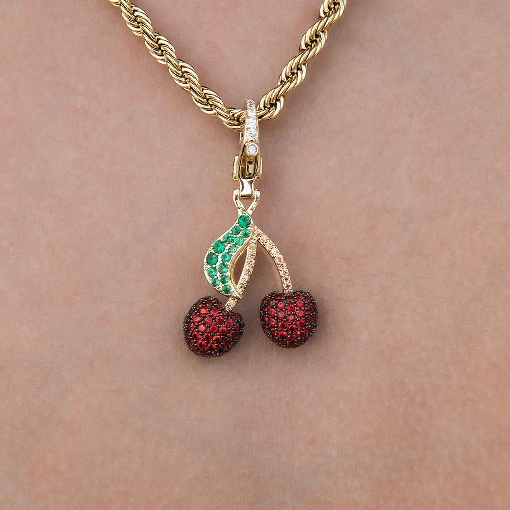 GLD PROMO SETS - WOMEN Cherry Clip On Charm Pendant in Yellow Gold
