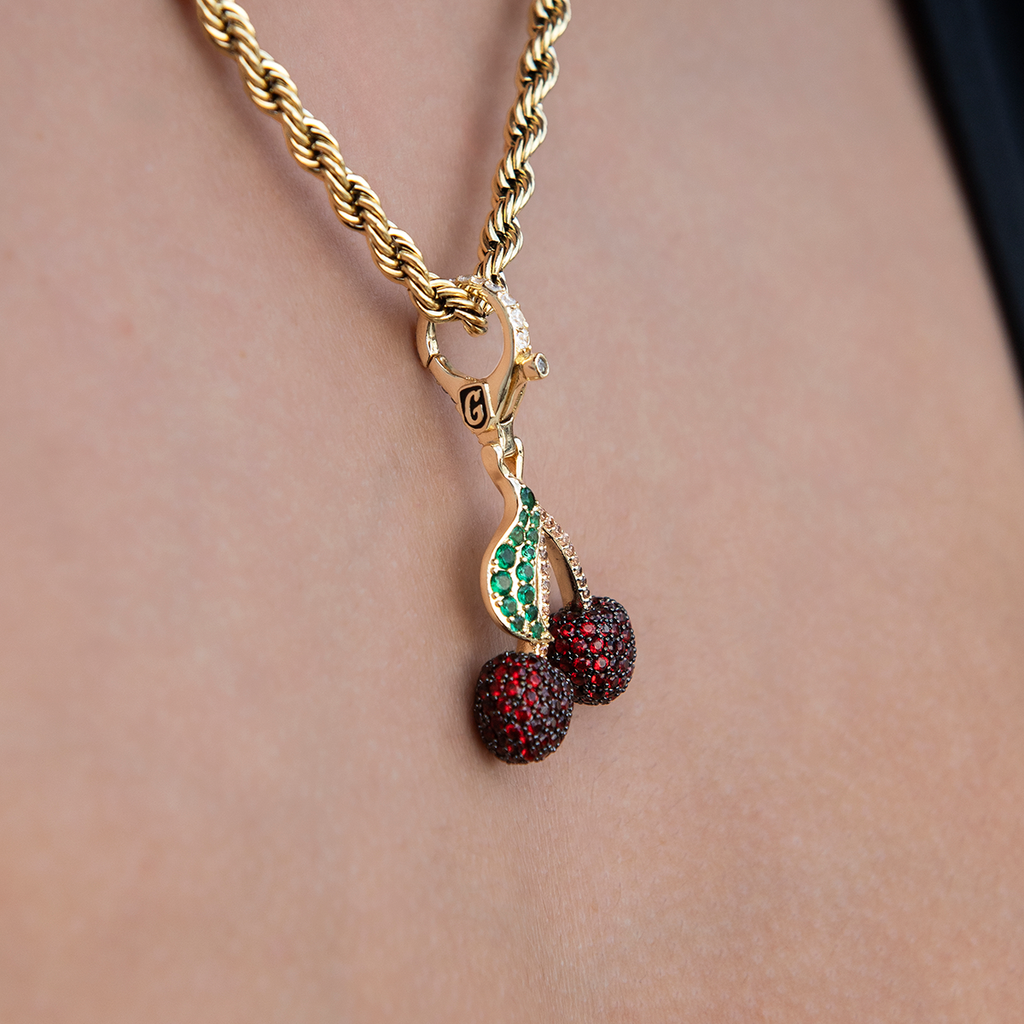 GLD PROMO SETS - WOMEN Cherry Clip On Charm Pendant in Yellow Gold