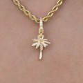 GLD PROMO - WOMEN Palm Tree Clip On Charm Pendant in Yellow Gold