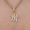 GLD Women New York Yankees Official MLB Micro Logo Clip On Charm Pendant in Yellow Gold