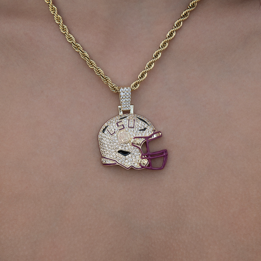 GLD Women LSU Tigers Official NCAA Football Helmet Pendant