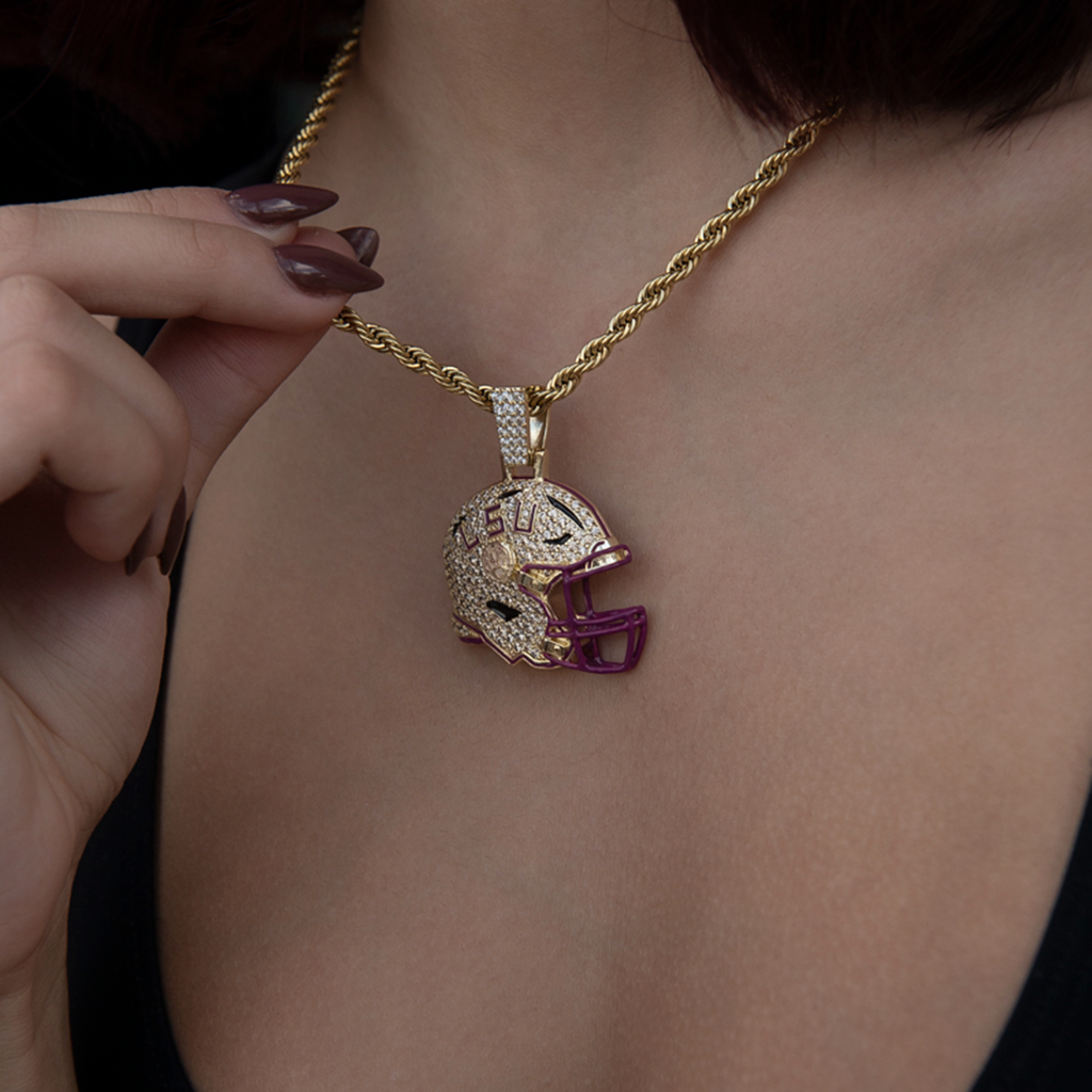 GLD Women LSU Tigers Official NCAA Football Helmet Pendant