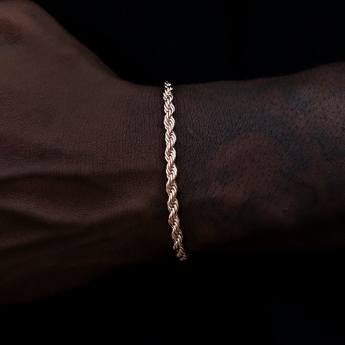 GLD Men GLD Rope Bracelet in Rose Gold- 4mm