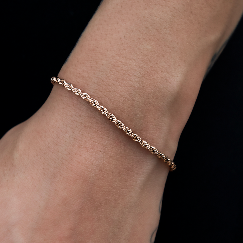 GLD PROMO - WOMEN Rope Bracelet in Rose Gold- 2mm