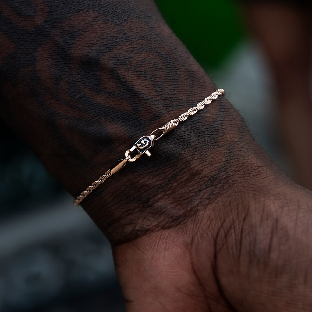 GLD Men GLD Rope Bracelet in Rose Gold- 2mm