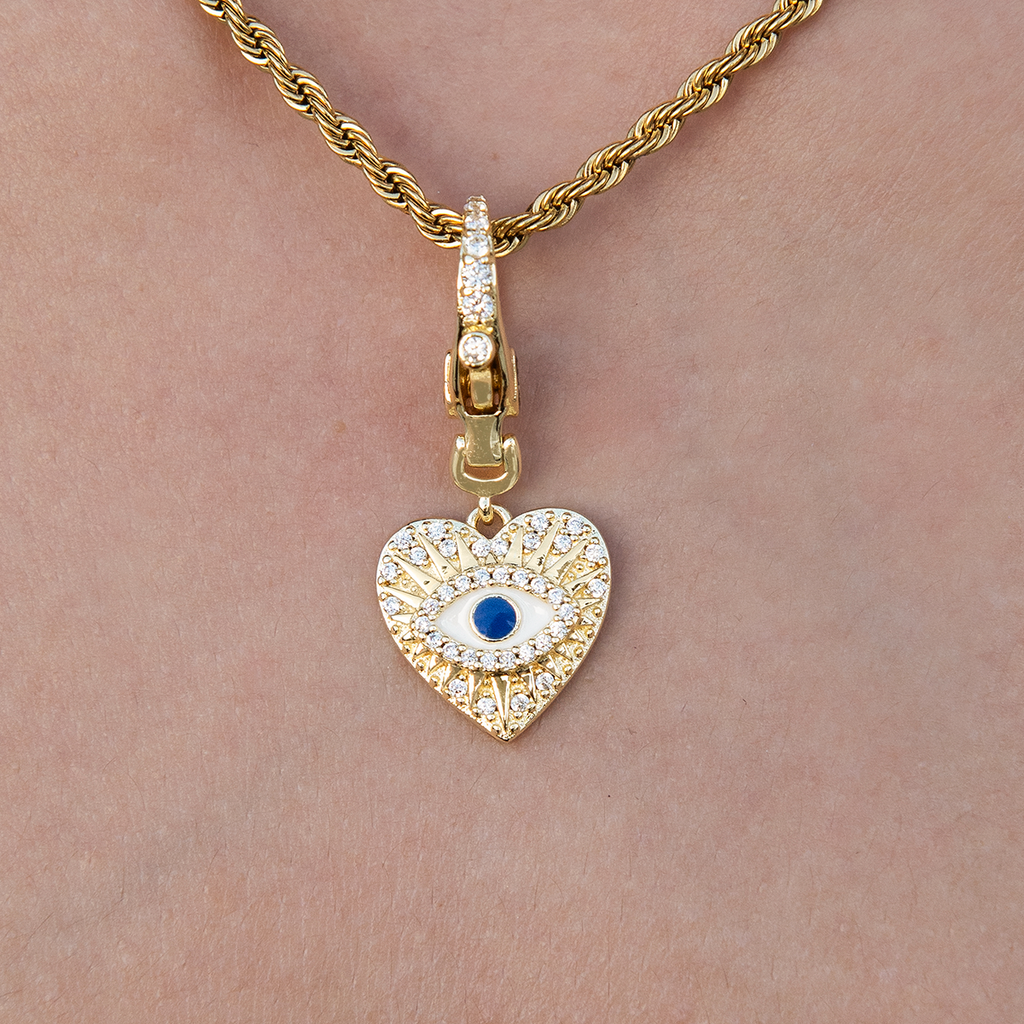 GLD PROMO SETS - WOMEN Evil Eye Coin Clip On Charm Pendant in Yellow Gold