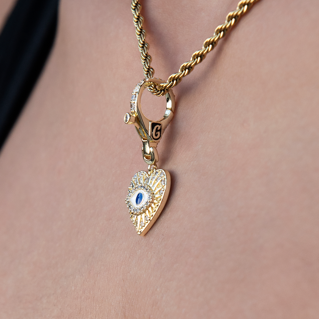 GLD PROMO SETS - WOMEN Evil Eye Coin Clip On Charm Pendant in Yellow Gold