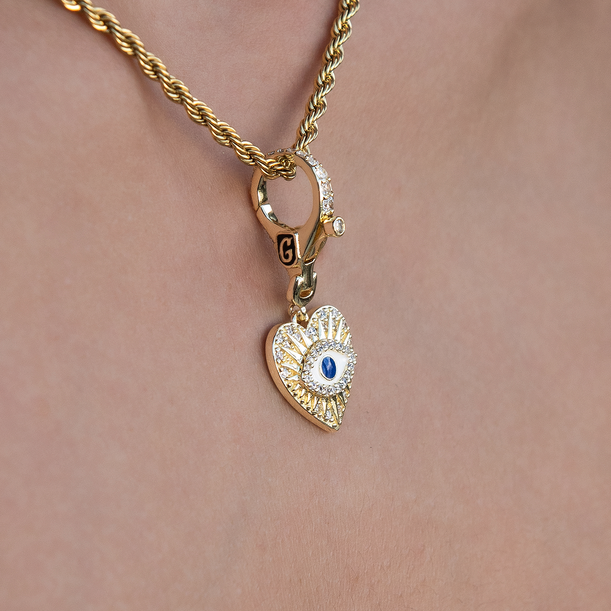 GLD PROMO SETS - WOMEN Evil Eye Coin Clip On Charm Pendant in Yellow Gold