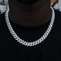 GLD PROMO Diamond Baguette Cuban Chain in White Gold- 12mm