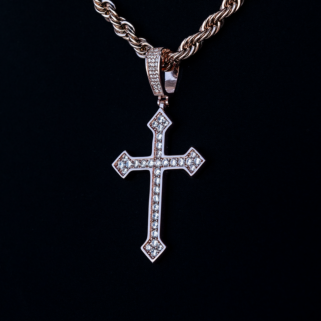 GLD PROMO - WOMEN Large Iced Celtic Cross in Rose Gold