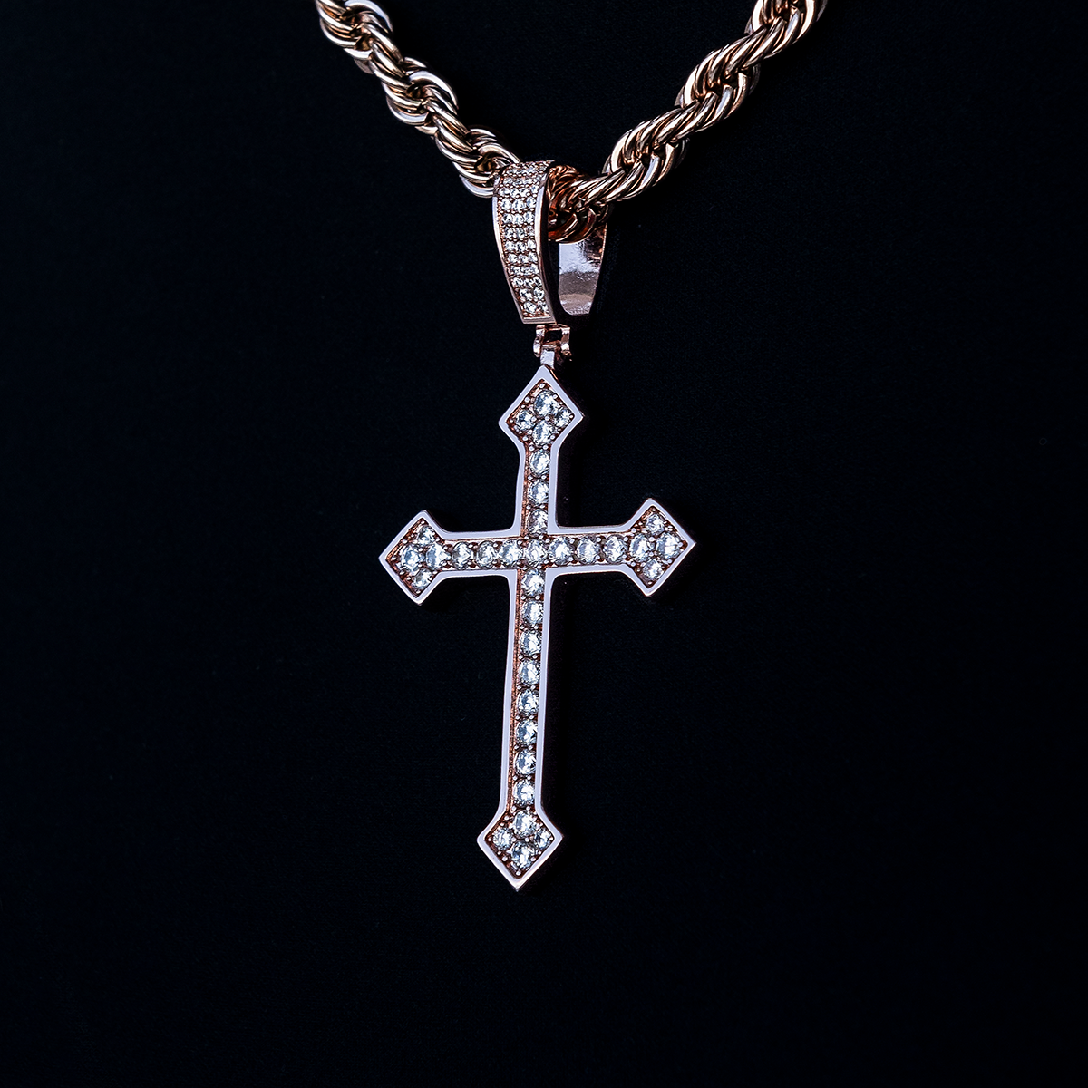 GLD PROMO - WOMEN Large Iced Celtic Cross in Rose Gold