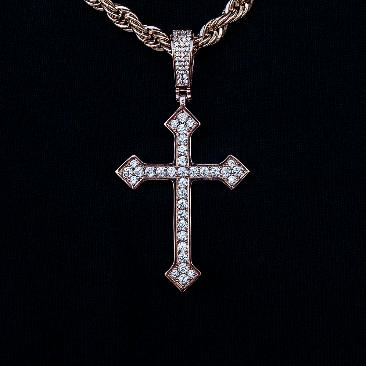 GLD PROMO - WOMEN Large Iced Celtic Cross in Rose Gold