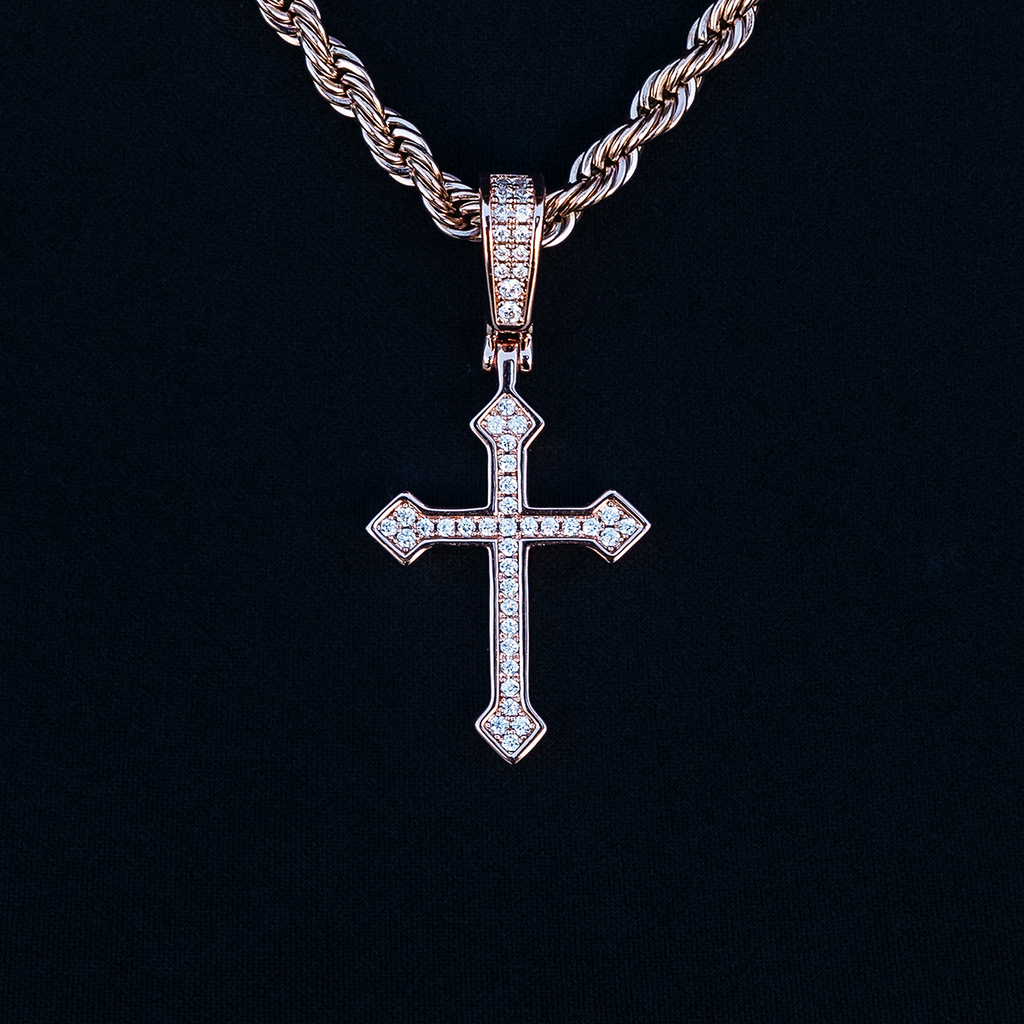 GLD PROMO - WOMEN Iced Celtic Cross Pendant in Rose Gold