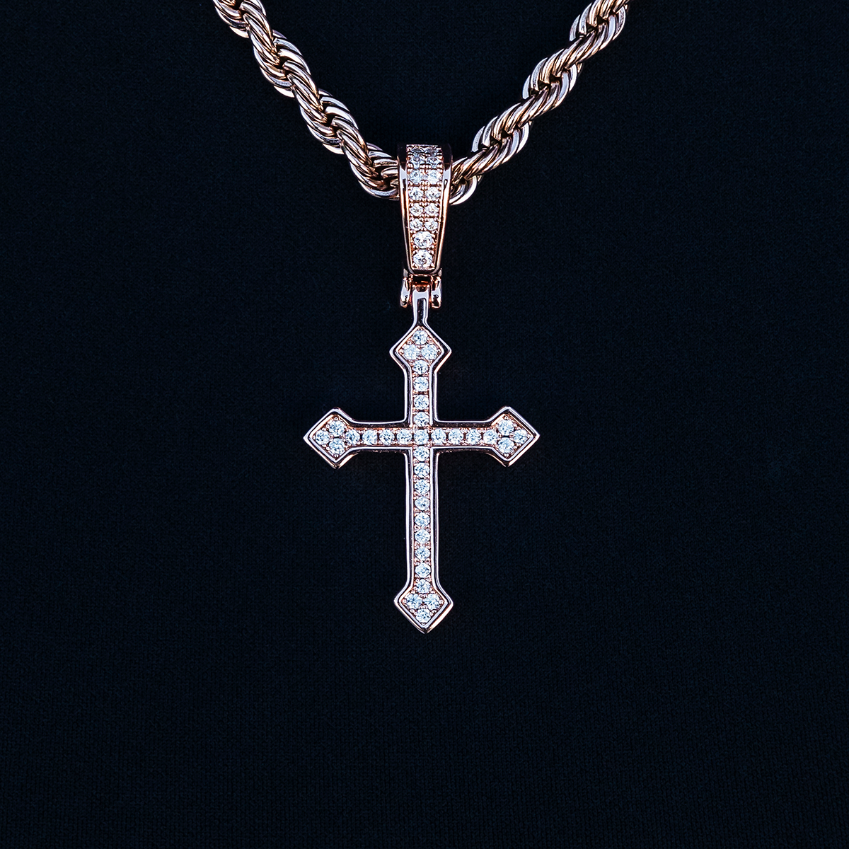 GLD PROMO - WOMEN Iced Celtic Cross Pendant in Rose Gold