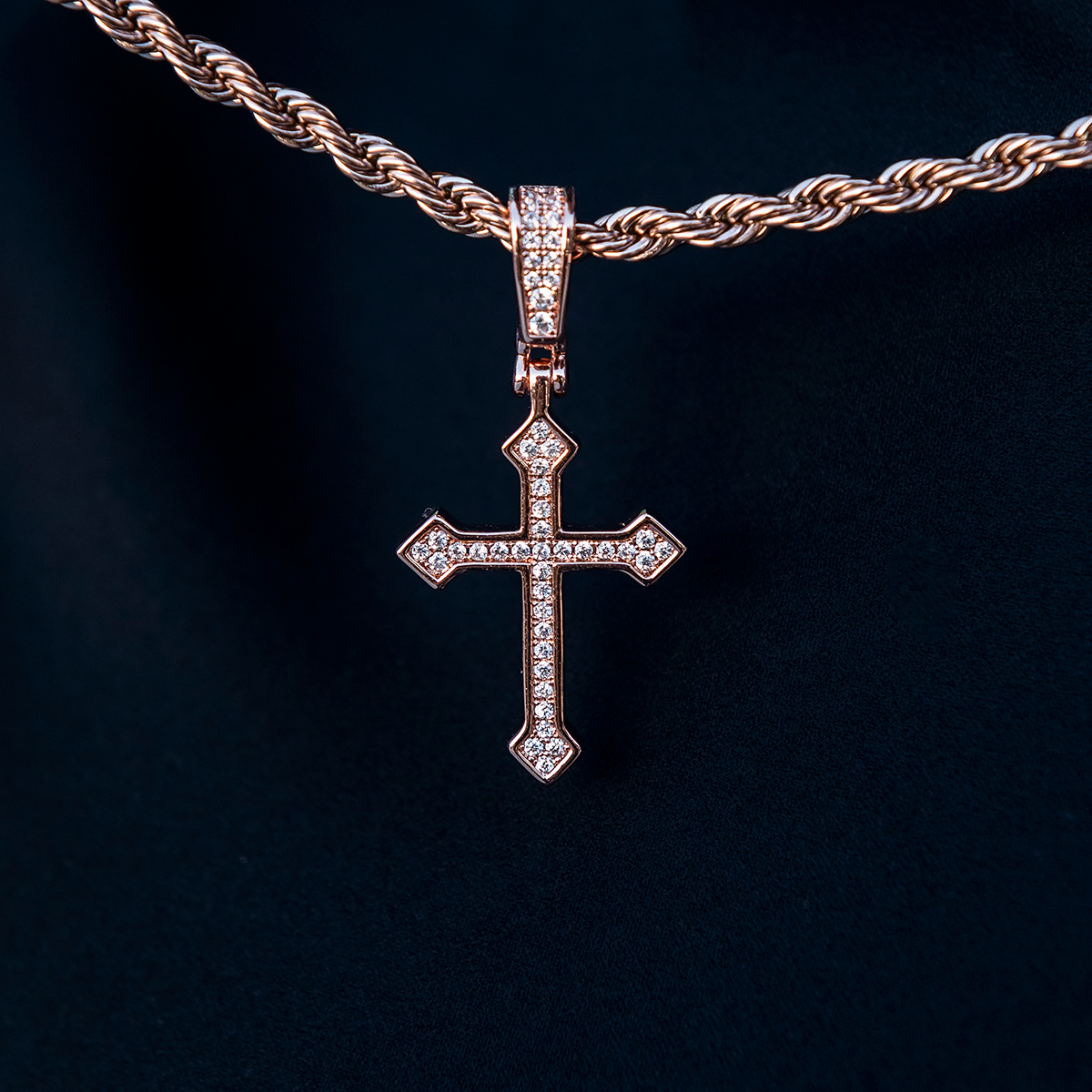 GLD PROMO - WOMEN Iced Celtic Cross Pendant in Rose Gold