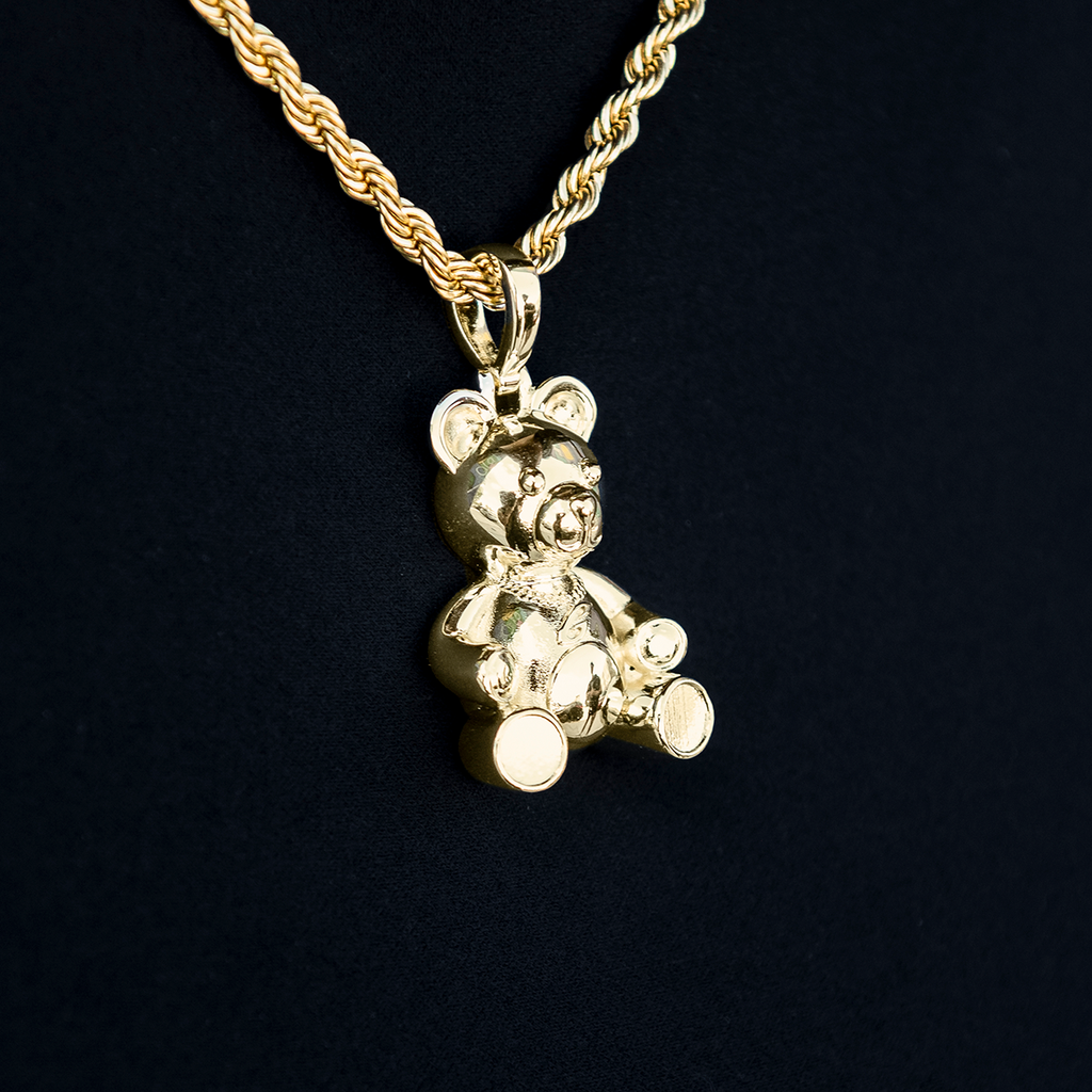 GLD Women Cuban Cub Bear Pendant in Yellow Gold