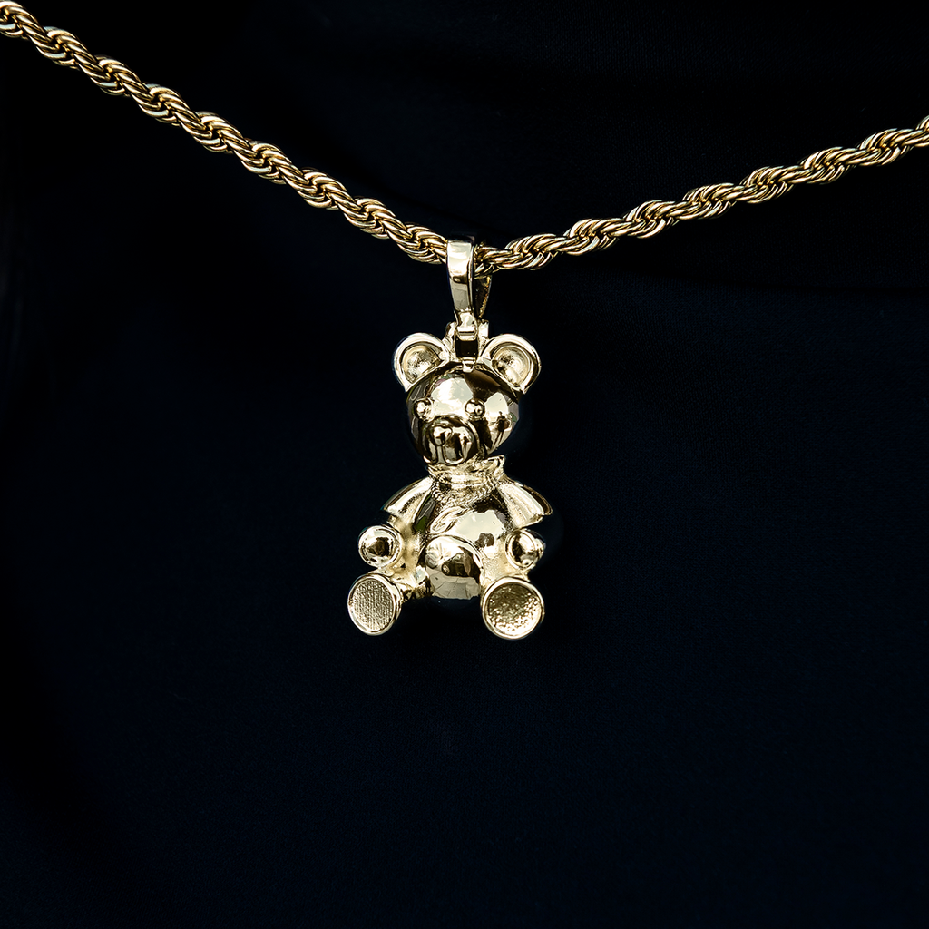 GLD Women Cuban Cub Bear Pendant in Yellow Gold