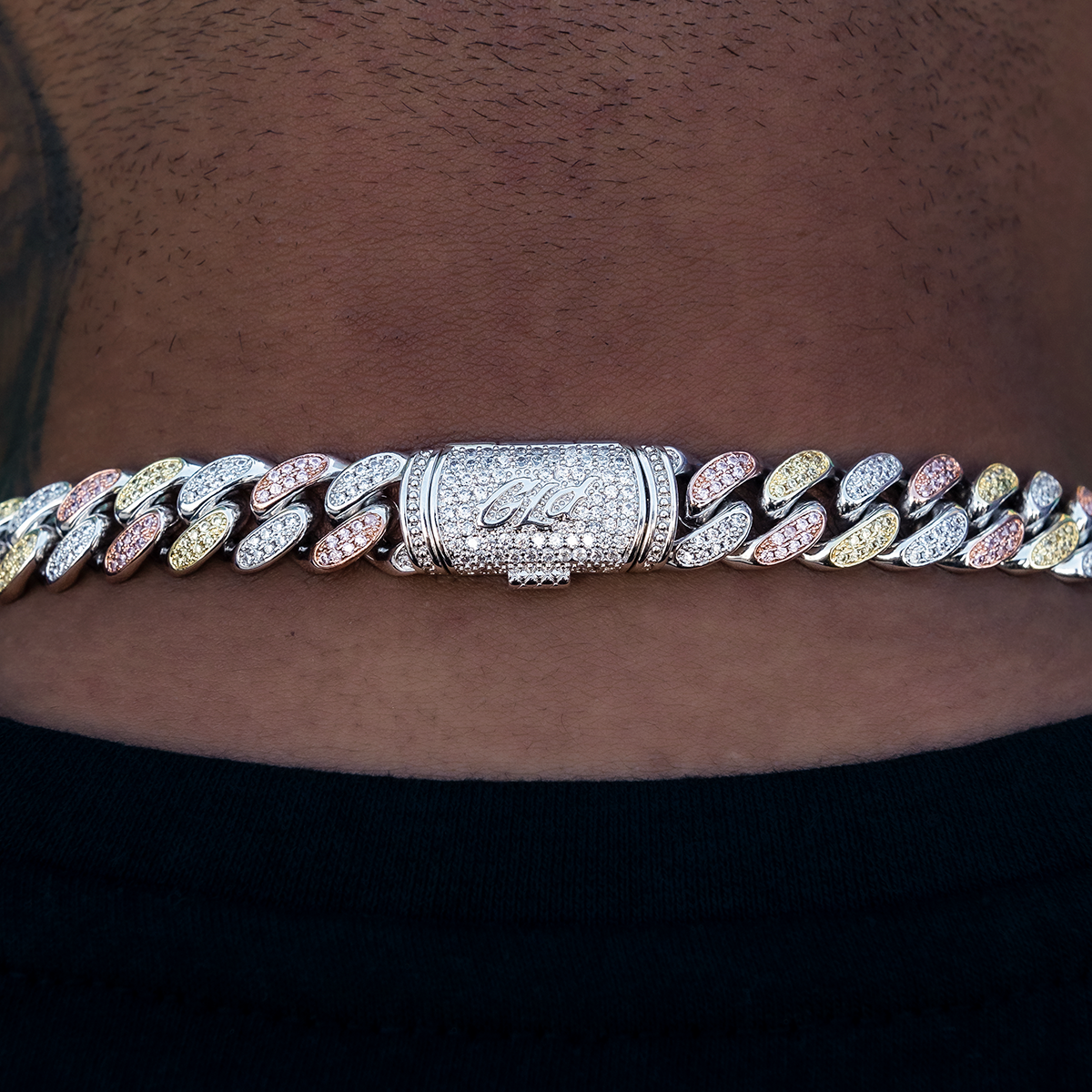 GLD PROMO Diamond Cuban Link Chain in Yellow/Rose/White Gold- 12mm