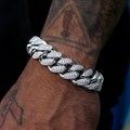 GLD Men Diamond Cuban Link Bracelet in White Gold- 19mm