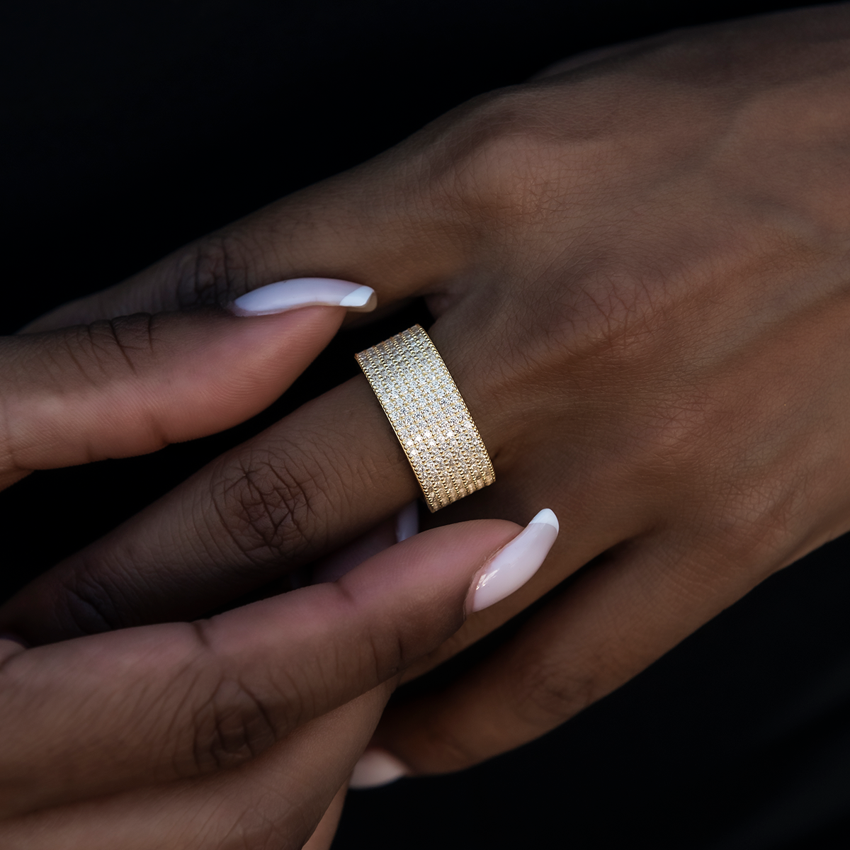 GLD Women Diamond Stacked Ring in Yellow Gold Vermeil