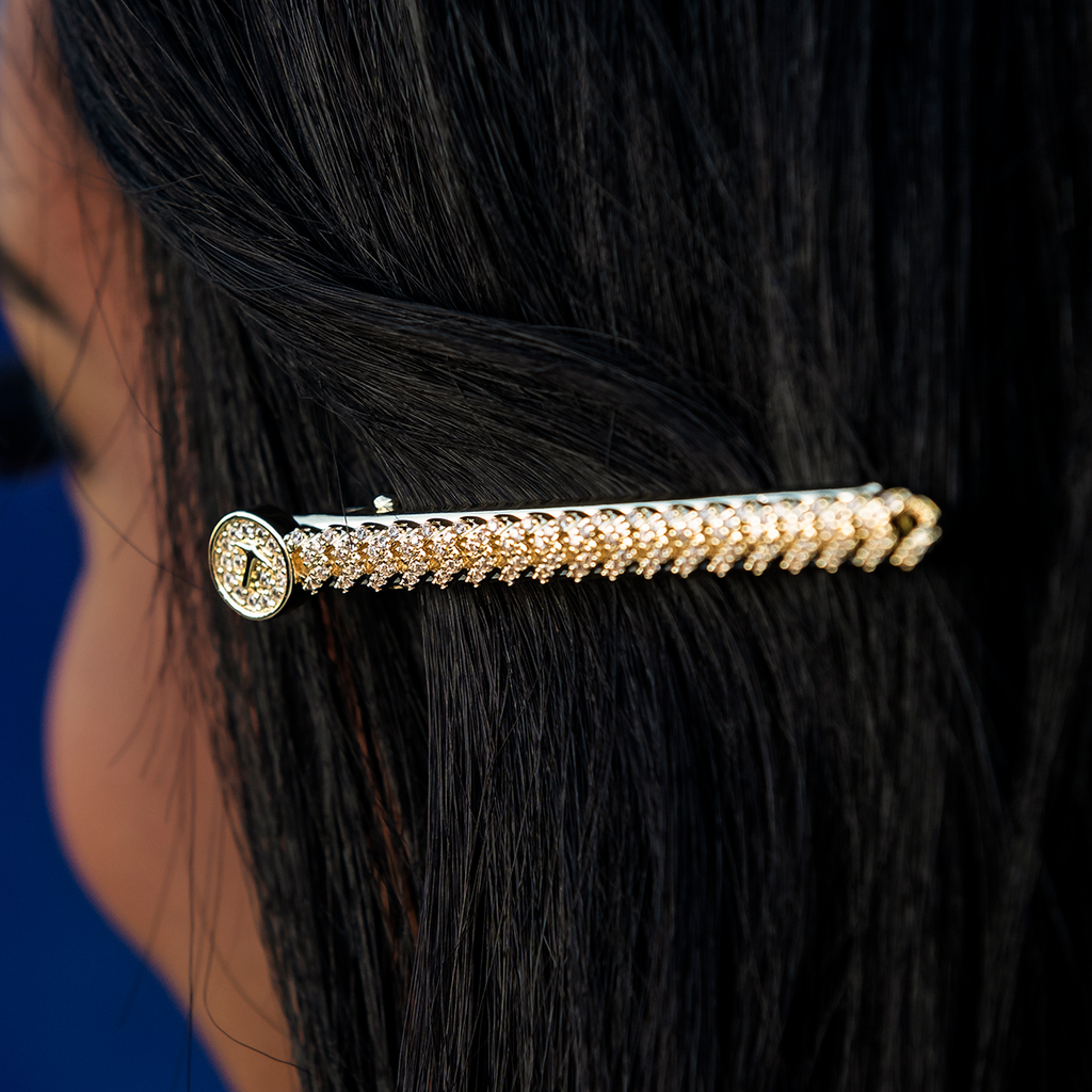 GLD PROMO - WOMEN Diamond Cuban Prong Barrette in Yellow Gold- 6mm