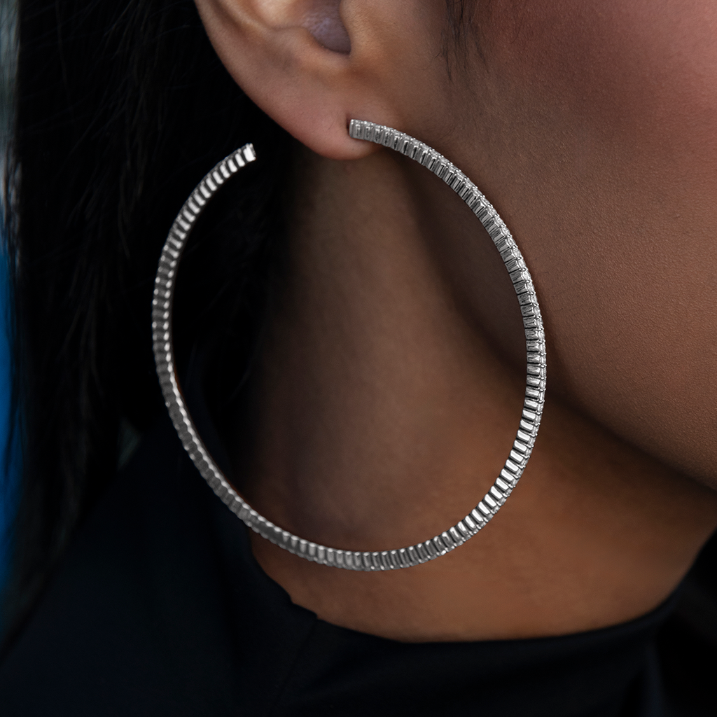GLD PROMO - WOMEN Giant Eternity Hoop Earrings in White Gold-2MM