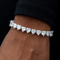 GLD PROMO - WOMEN 6MM Heart Diamond Tennis Bracelet - White Gold