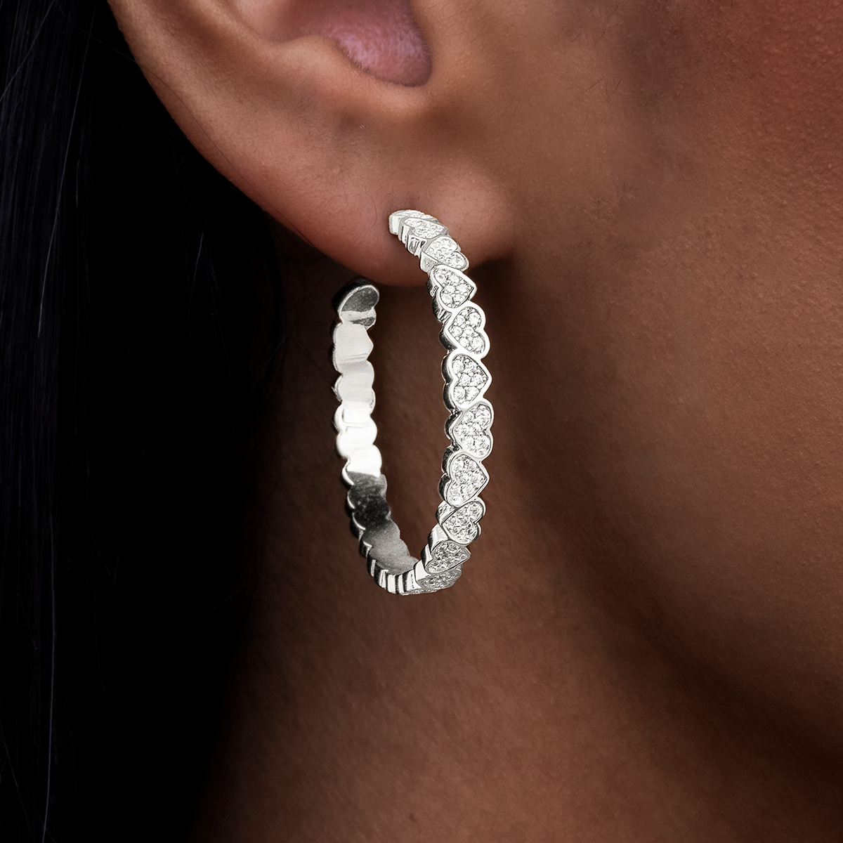 GLD Women GLD Eternity Heart Hoop Earrings - White Gold