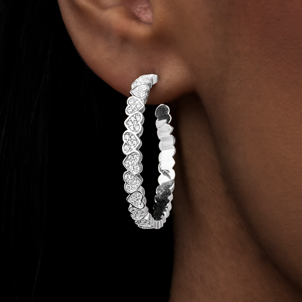 GLD Women GLD Eternity Heart Hoop Earrings - White Gold