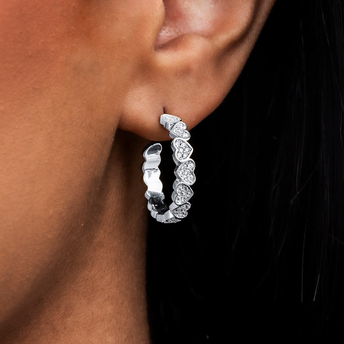 GLD Women GLD Eternity Heart Hoop Earrings - White Gold