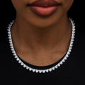 GLD Women Heart Diamond Tennis Necklace in White Gold- 6mm