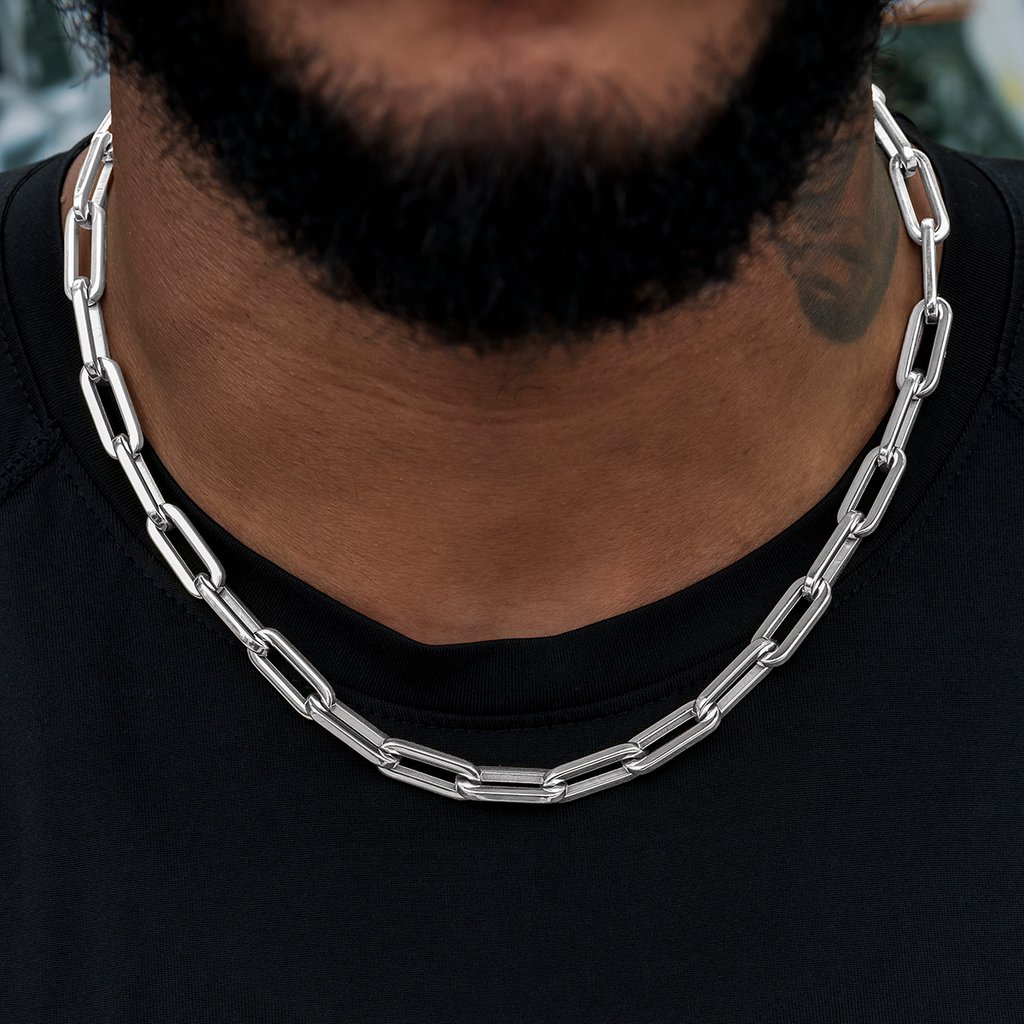GLD PROMO Paper Clip Chain in White Gold- 8mm