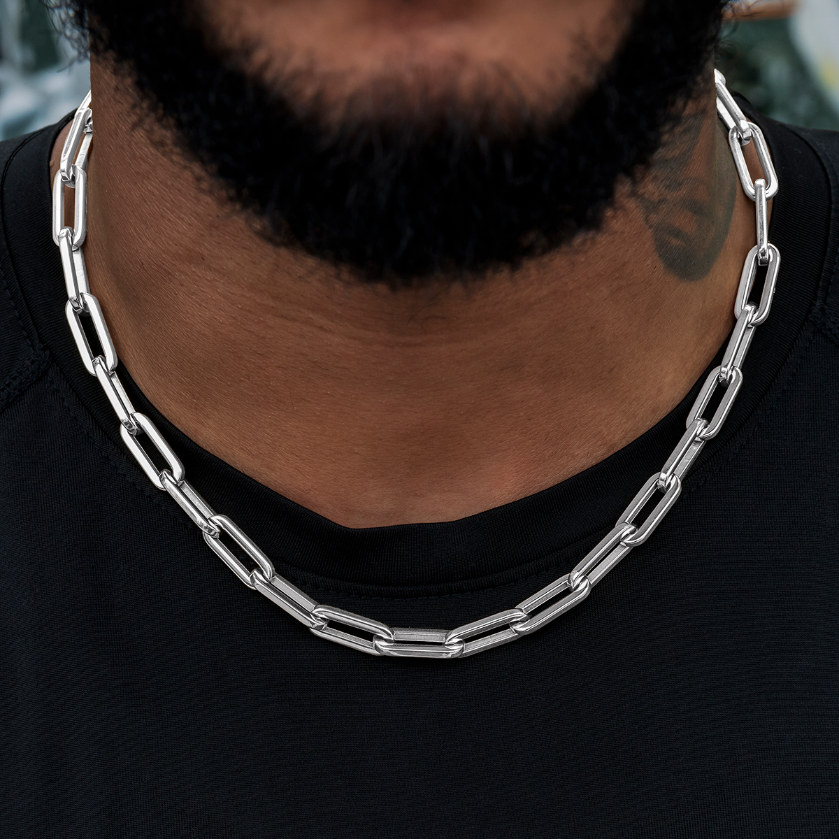 GLD PROMO Paper Clip Chain in White Gold- 8mm