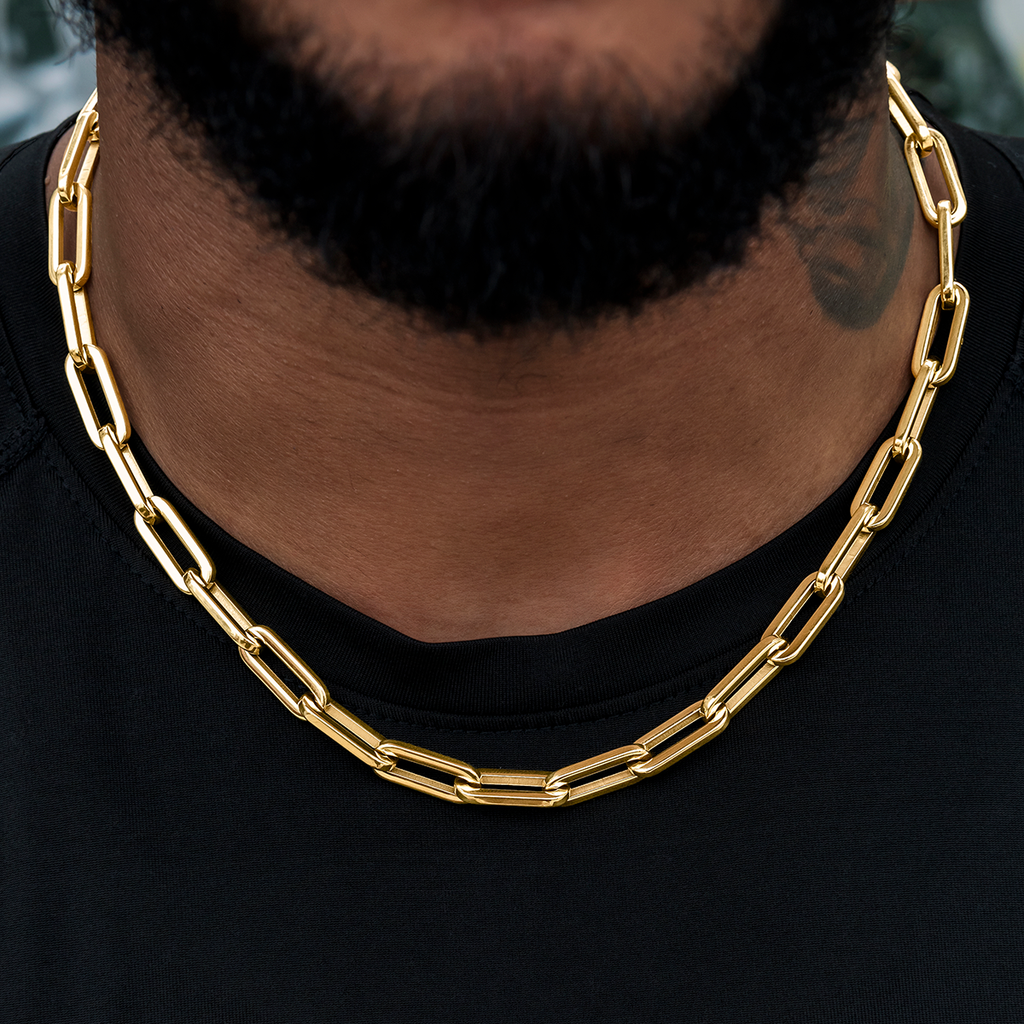 GLD PROMO Paper Clip Chain in Yellow Gold- 8mm