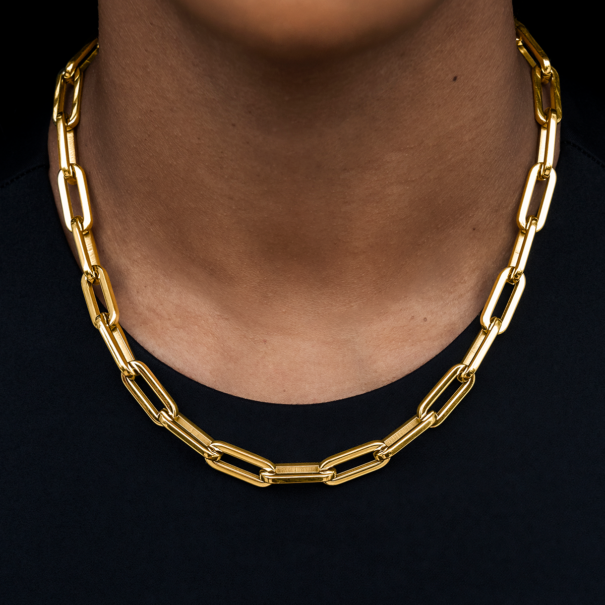 GLD PROMO - WOMEN Paper Clip Necklace in Yellow Gold- 8mm