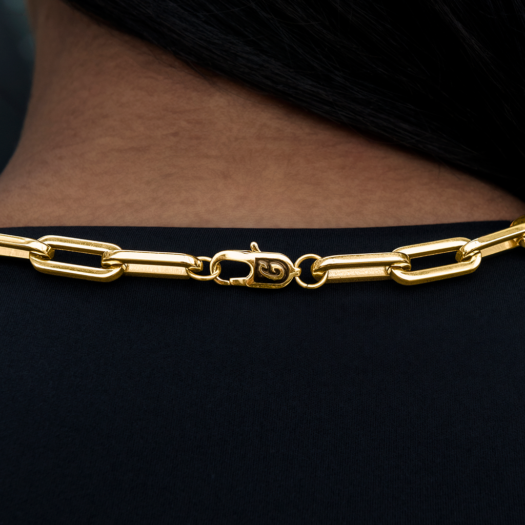GLD PROMO - WOMEN Paper Clip Necklace in Yellow Gold- 8mm