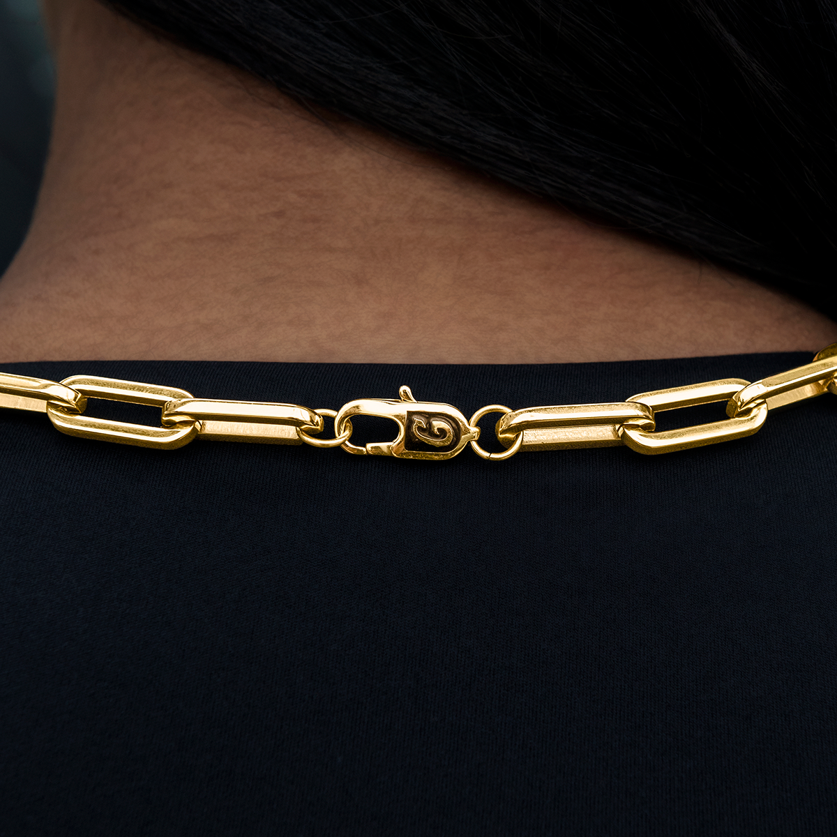 GLD PROMO - WOMEN Paper Clip Necklace in Yellow Gold- 8mm
