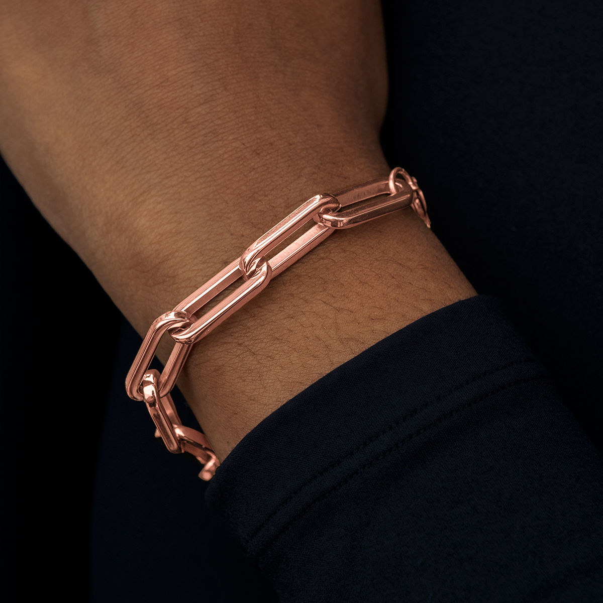 GLD Women Paper Clip Bracelet in Rose Gold- 8mm