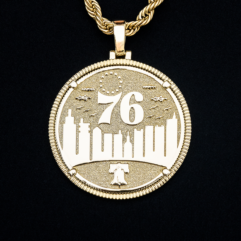 GLD Men Philadelphia 76ers Official NBA Coin Pendant