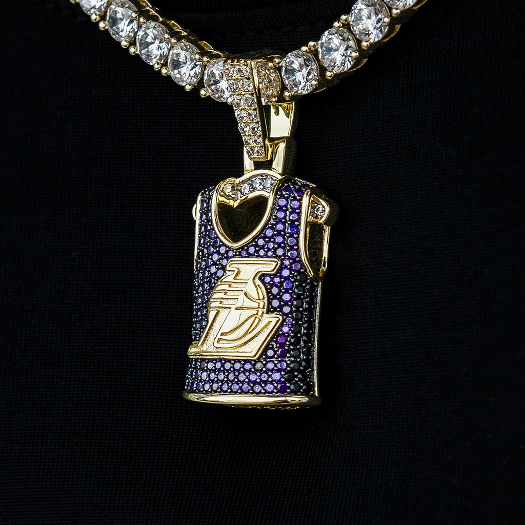 GLD Women Los Angeles Lakers Official NBA Jersey Pendant - Yellow Gold