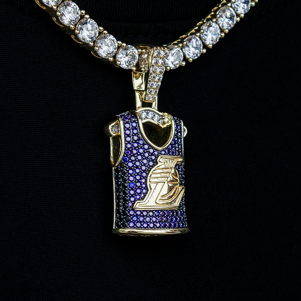 GLD Women Los Angeles Lakers Official NBA Jersey Pendant - Yellow Gold