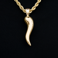 GLD PROMO Large Italian Horn Pendant in Yellow Gold