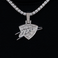 GLD Women Oklahoma City Thunder OKC Official NBA Micro Logo Pendant in White Gold