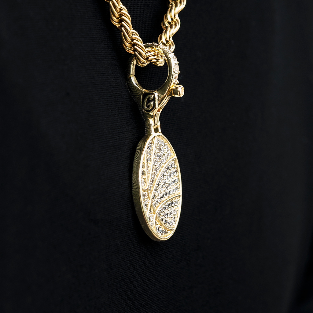 GLD PROMO Pave Basketball Clip On Pendant in Yellow Gold