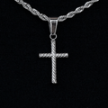 GLD PROMO - WOMEN Micro Twisted Rope Cross Pendant in White Gold