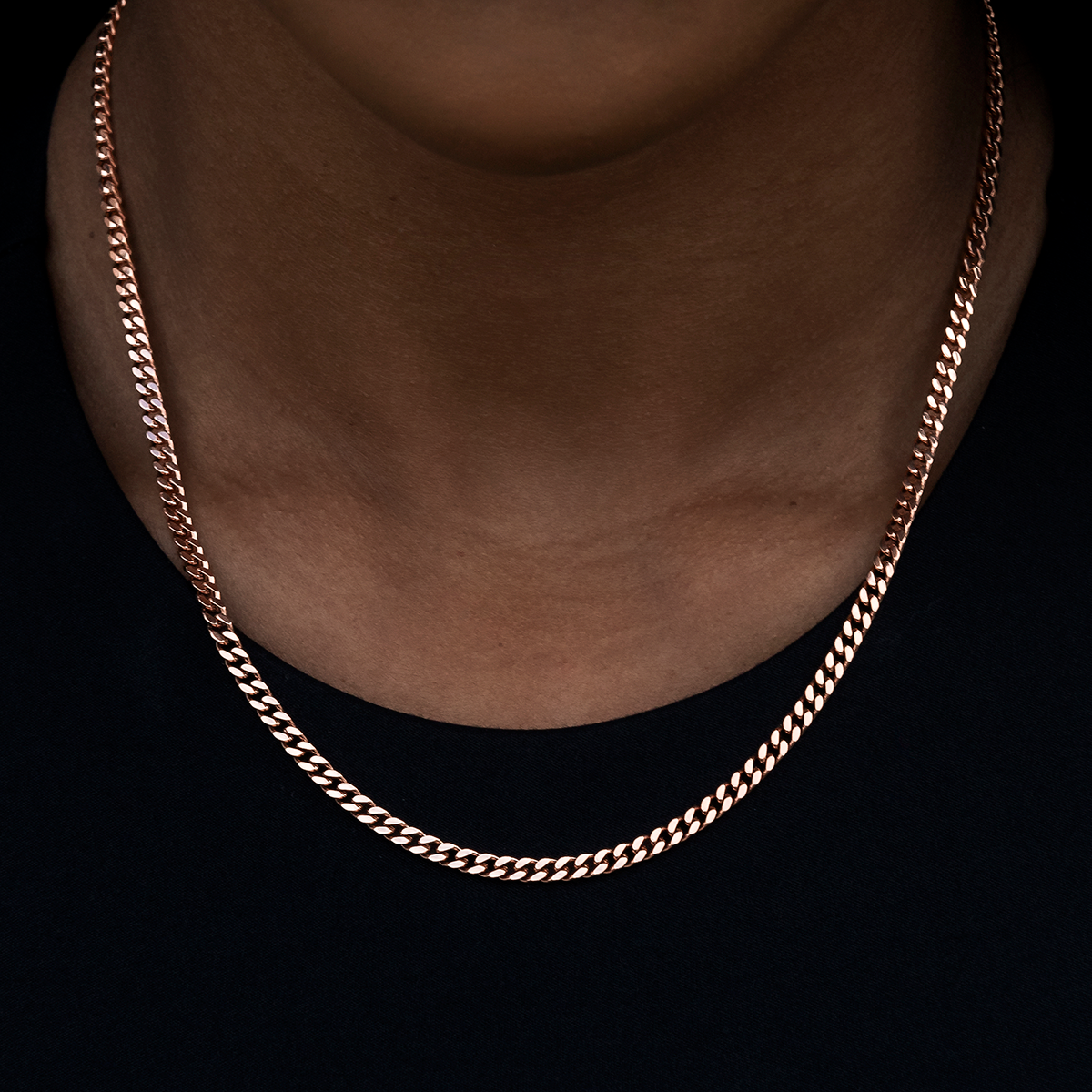 GLD PROMO - WOMEN Micro Cuban Necklace in Rose Gold - 3mm