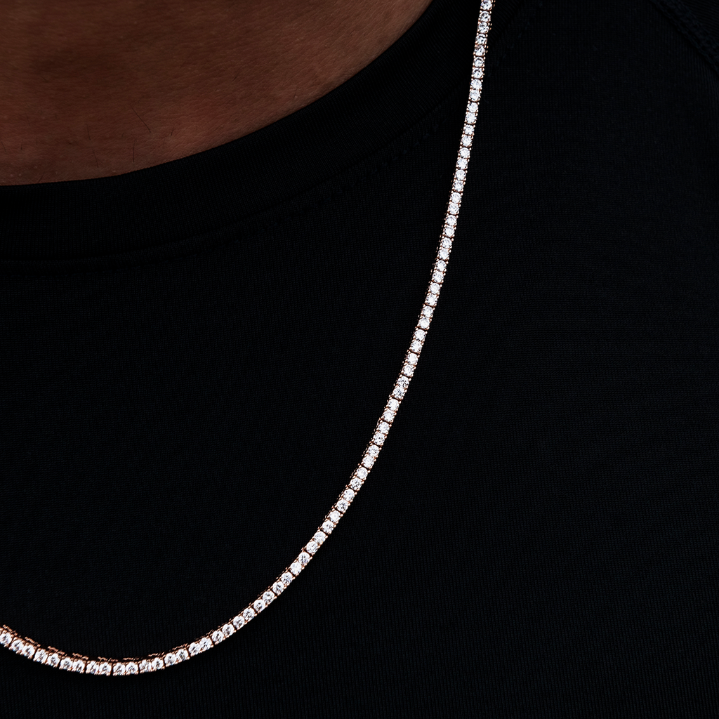 GLD Men GLD Diamond Tennis Chain in Rose Gold- 2mm