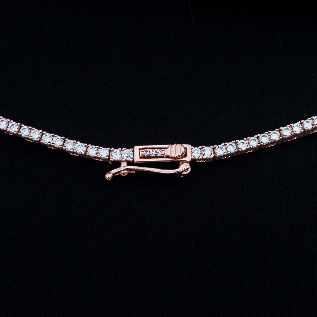 GLD PROMO - WOMEN Diamond Tennis Necklace in Rose Gold- 2mm